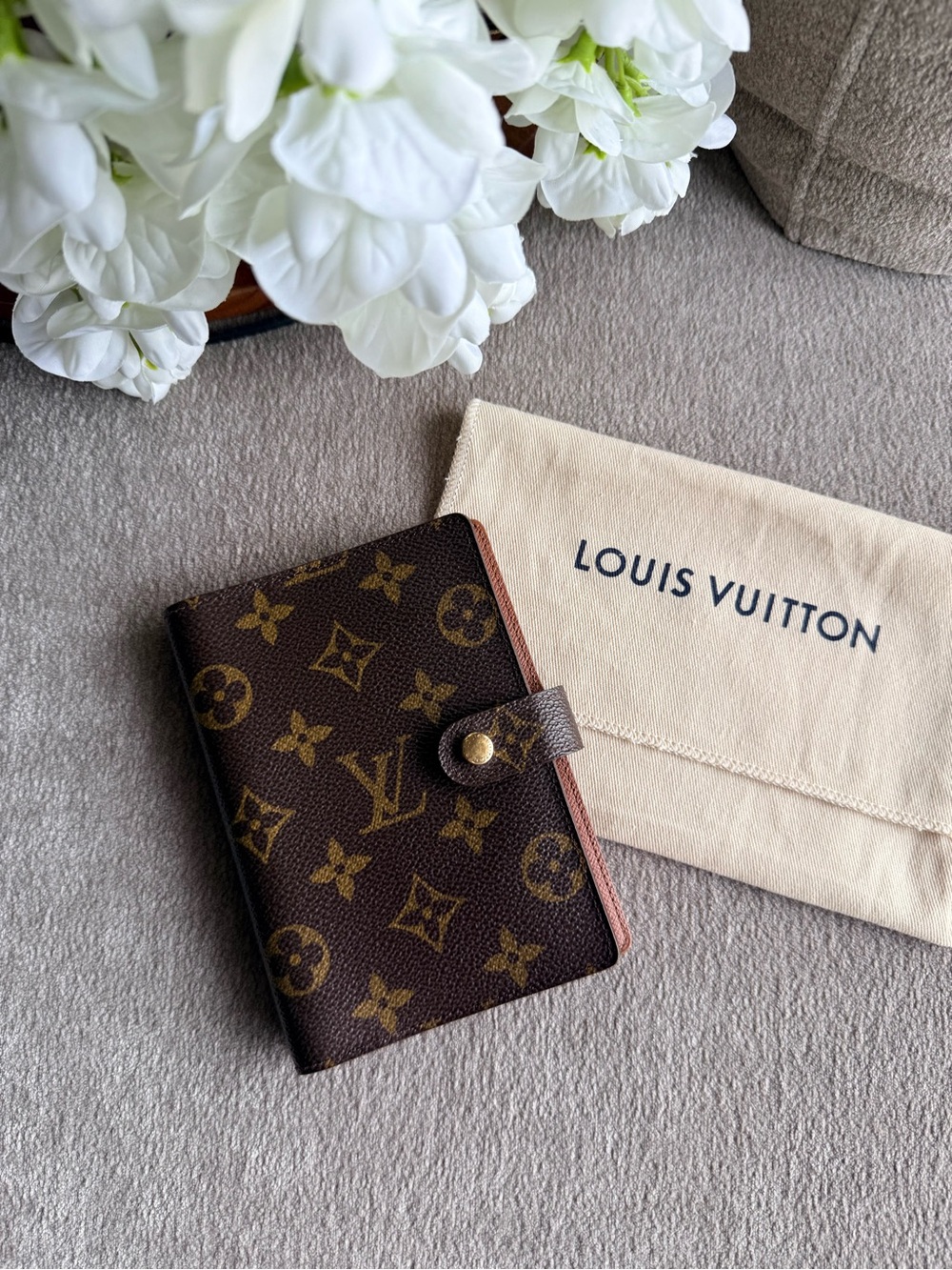 Louis Vuitton Brown & Gold Monogram Agenda PM Cover with COA